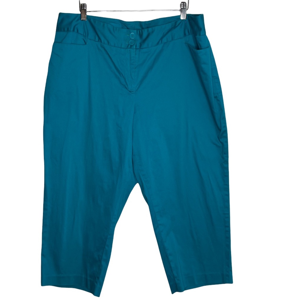 Lane Bryant Womens Teal Cotton Blend Slacks Size 18
